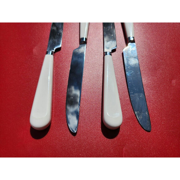 4 Corelle by Coring Fruit Basket Stainless Dinner Knives Flatware Plastic MCM 9" - Picture 7 of 7